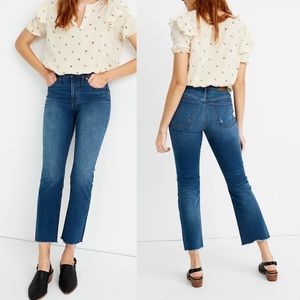 Madewell Blue Cropped Raw-Hem Straight Jeans